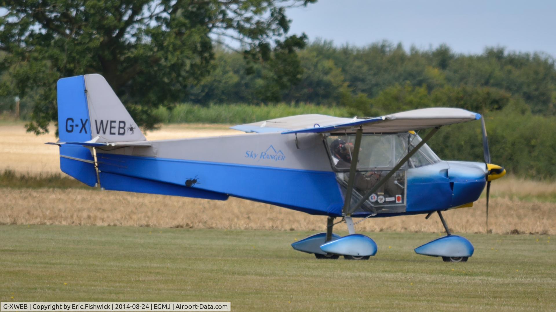 G-XWEB, 2005 Skyranger 912(2) C/N BMAA/HB/443, 2. G-XWEB arriving at a superb Little Gransden Air & Car Show, Aug. 2014.