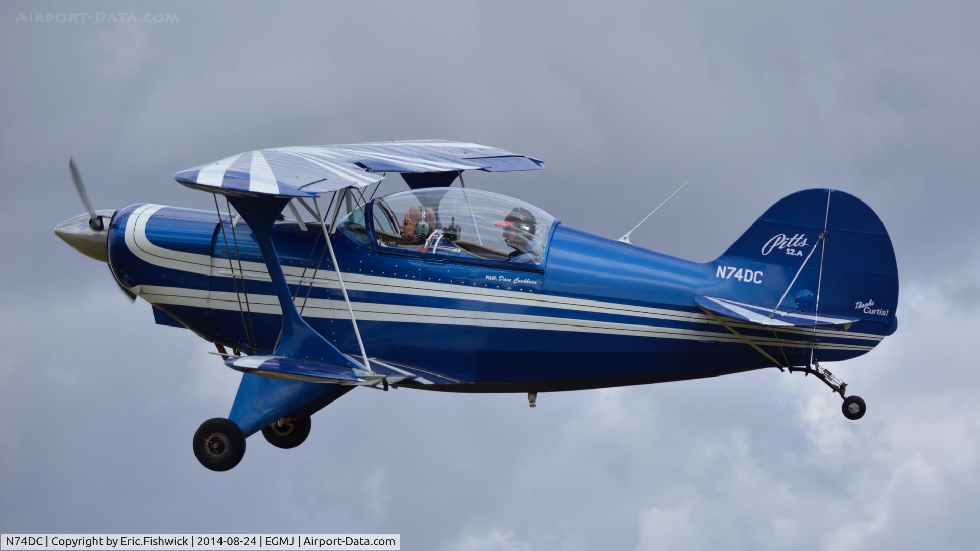 N74DC, 1980 Aerotek Pitts S-2A Special C/N 2228, 42. N74DC arriving at a superb Little Gransden Air & Car Show, Aug. 2014.