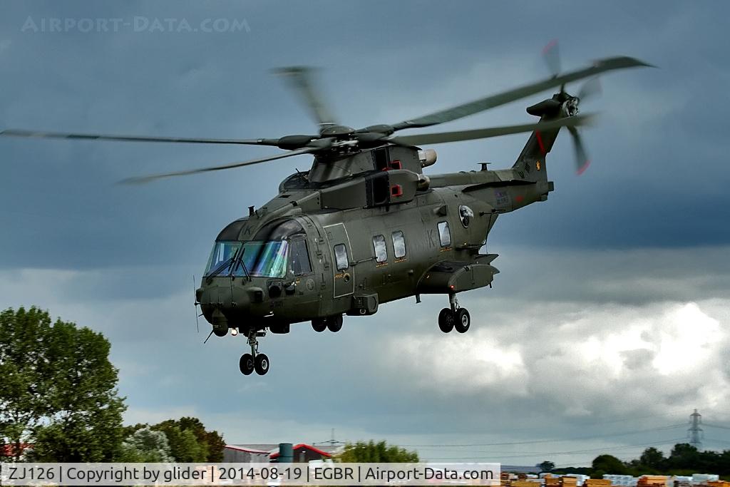 ZJ126, 2000 Westland Merlin HC.3 C/N 50141/RAF10, The crew presented a flag to the Real Aeroplane Company ...78 Squadron is to disband in December 2014 with its aircraft going to the Fleet Air Arm