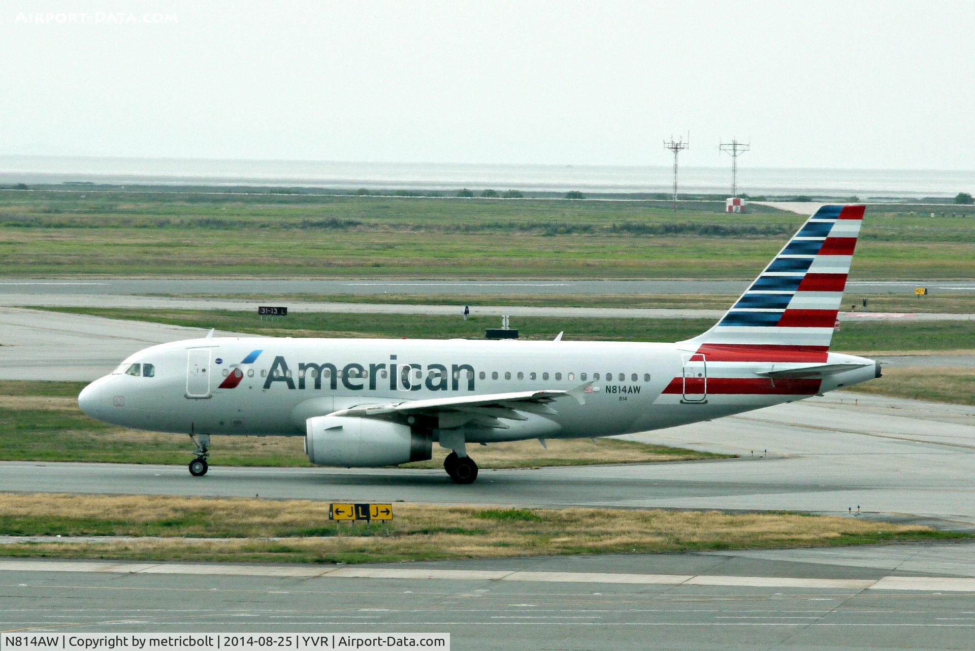N814AW, 2000 Airbus A319-132 C/N 1281, now in American livery,operating US411 YVR-PHX