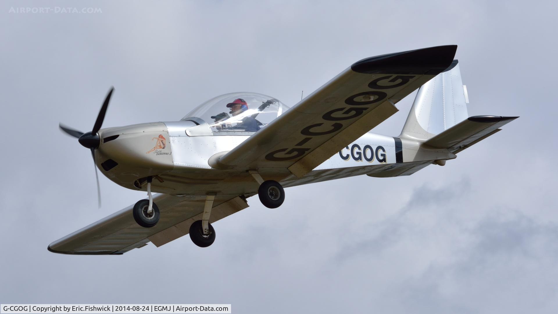 G-CGOG, 2010 Aerotechnik EV-97A Eurostar C/N LAA 315A-14980, 43. G-CGOG arriving at a superb Little Gransden Air & Car Show, Aug. 2014.