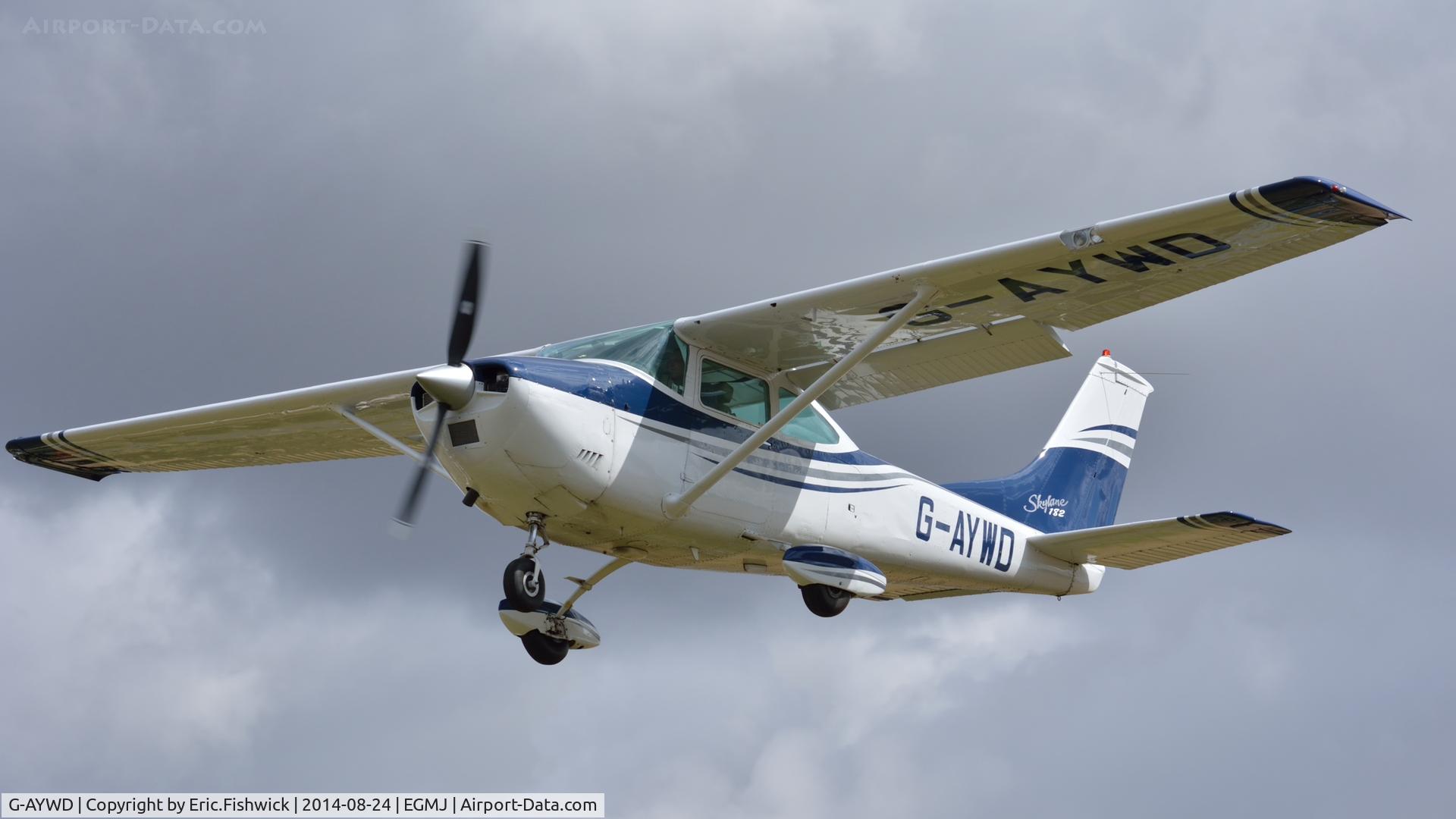 G-AYWD, 1971 Cessna 182N Skylane C/N 182-60468, 44. G-AYWD arriving at a superb Little Gransden Air & Car Show, Aug. 2014.