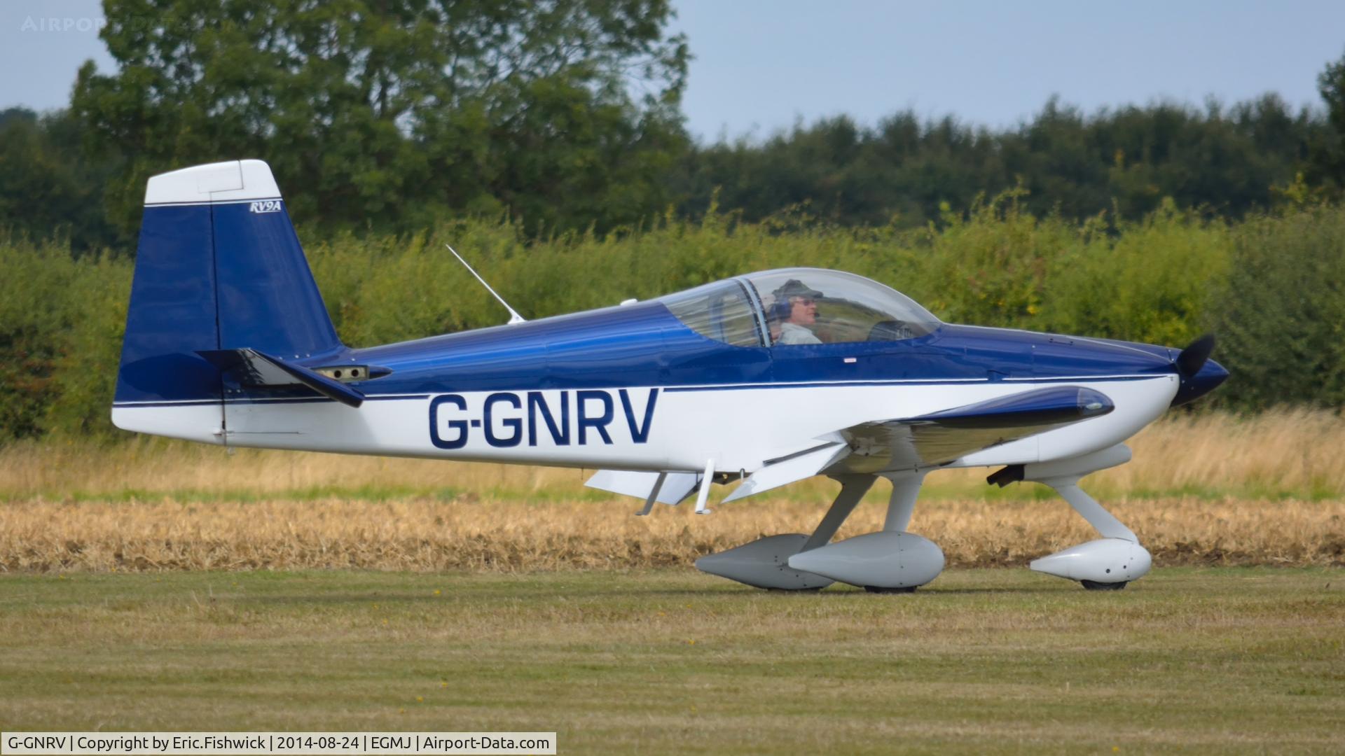 G-GNRV, 2005 Vans RV-9A C/N PFA 320-14344, 2. G-GNRV arriving at a superb Little Gransden Air & Car Show, Aug. 2014.