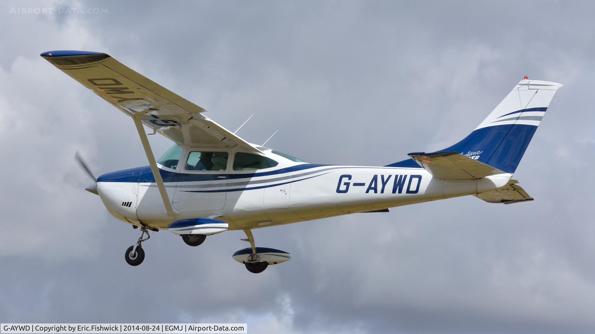 G-AYWD, 1971 Cessna 182N Skylane C/N 182-60468, 41. G-AYWD arriving at a superb Little Gransden Air & Car Show, Aug. 2014.