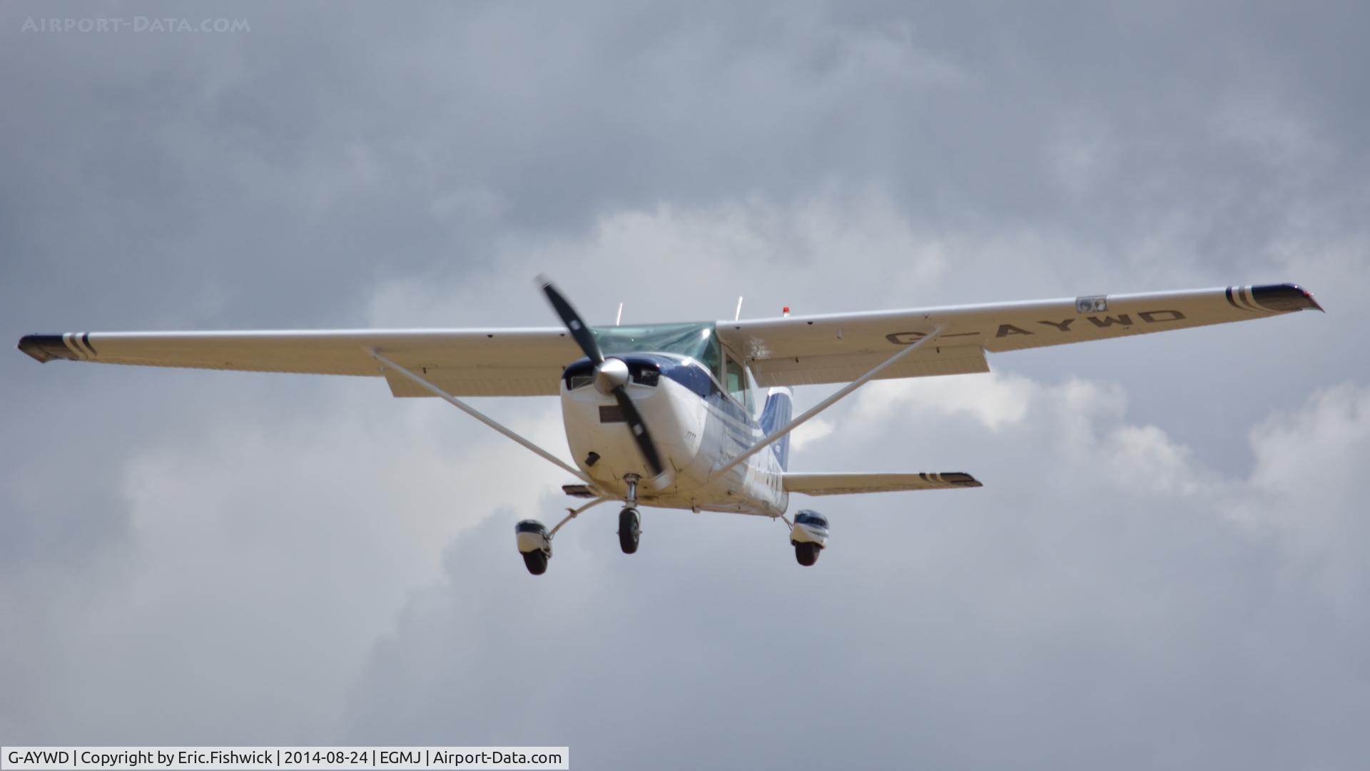 G-AYWD, 1971 Cessna 182N Skylane C/N 182-60468, 43. G-AYWD arriving at a superb Little Gransden Air & Car Show, Aug. 2014.