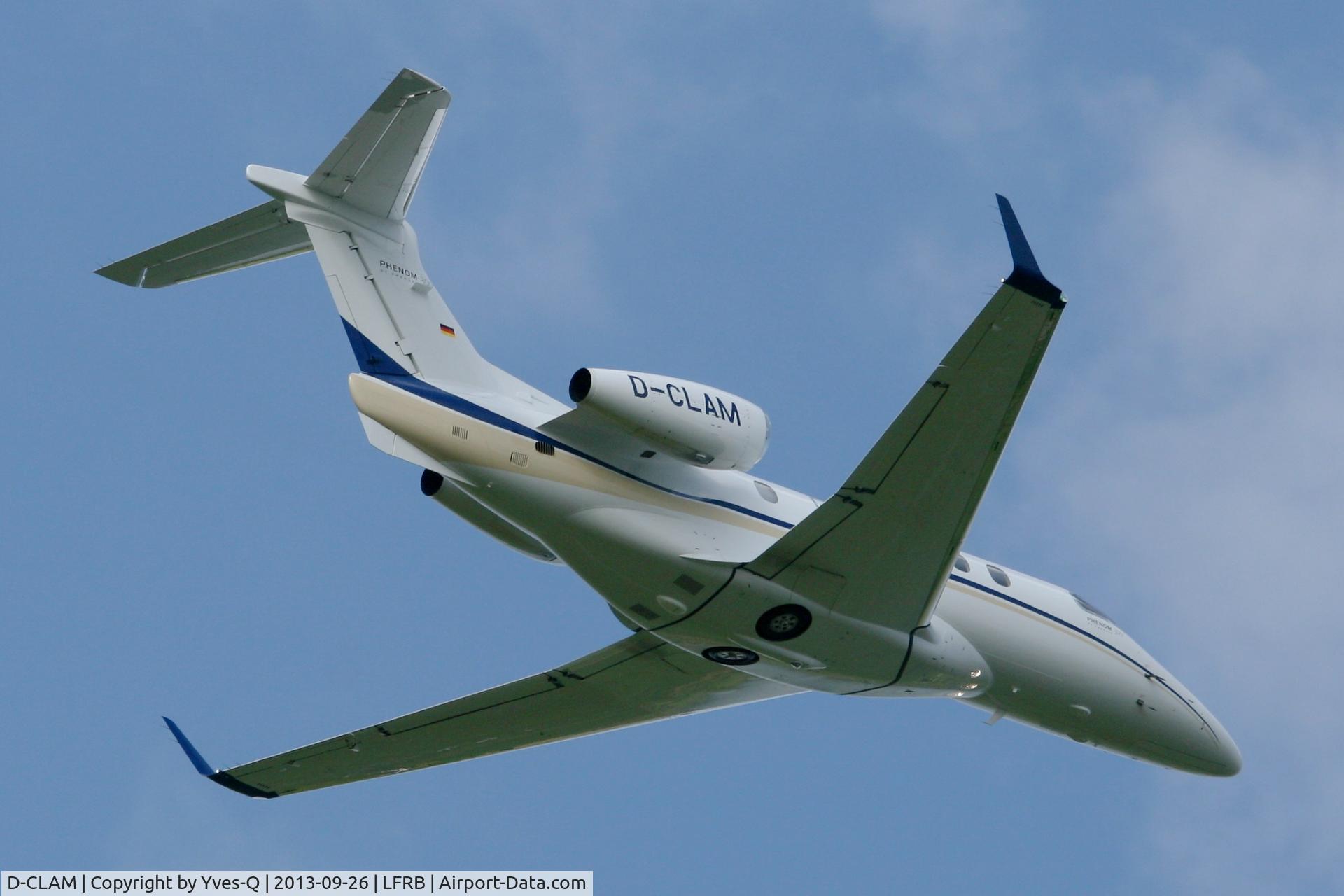 D-CLAM, 2012 Embraer EMB-505 Phenom 300 C/N 50500108, Embraer EMB-505 Phenom 300, Take off rwy 07R, Brest-Bretagne airport (LFRB-BES)