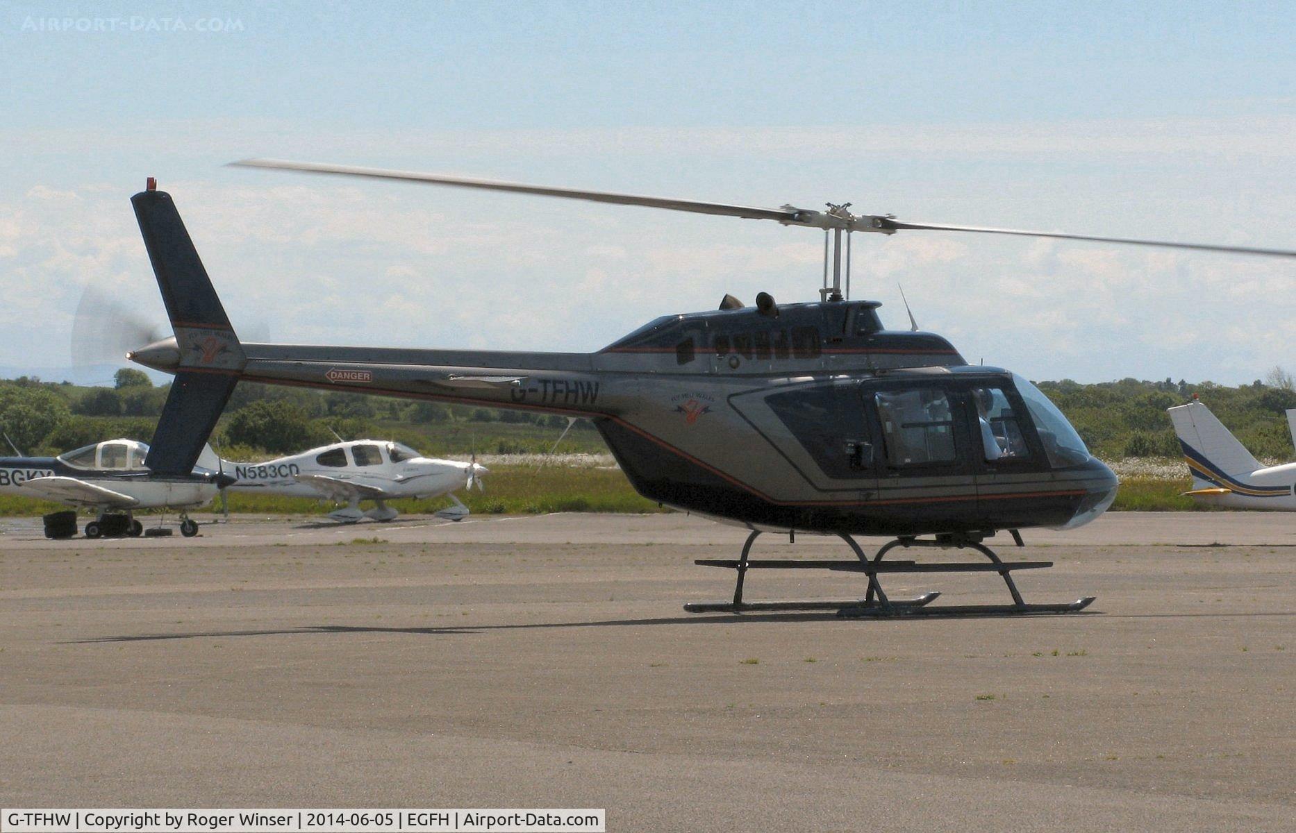 G-TFHW, 1980 Bell 206B JetRanger III C/N 3179, Visiting Bell Jet Ranger III operated by Haverfordwest Airport based Fly Heli Wales. Previously registered OO-DDF.