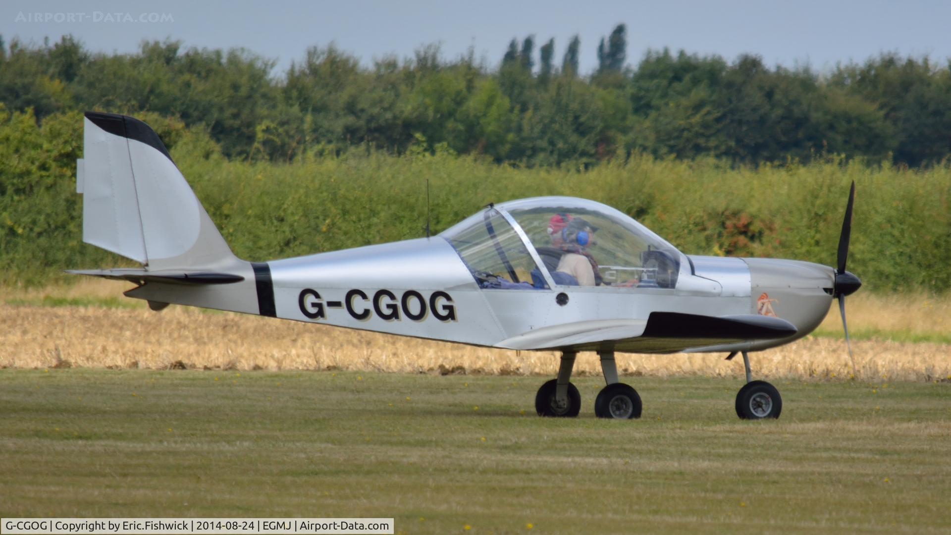 G-CGOG, 2010 Aerotechnik EV-97A Eurostar C/N LAA 315A-14980, 2. G-CGOG arriving at a superb Little Gransden Air & Car Show, Aug. 2014.