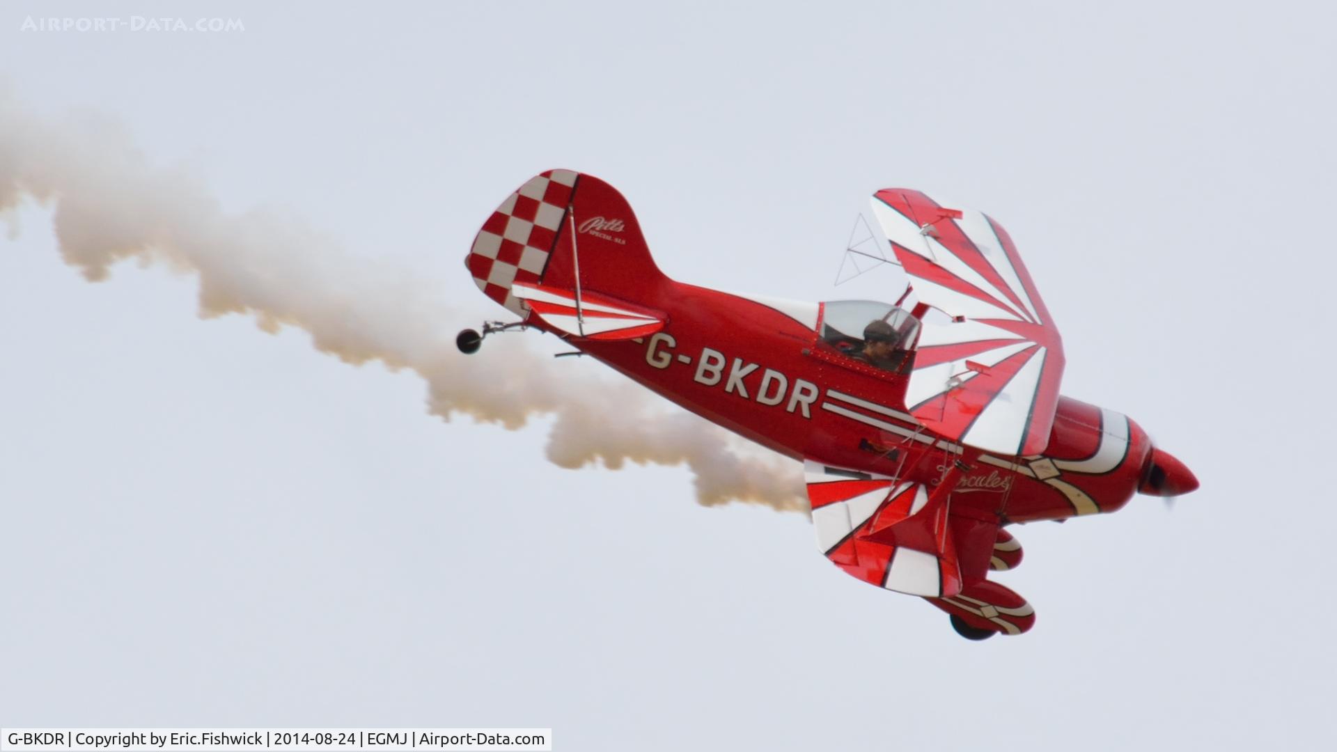 G-BKDR, 1982 Pitts S-1S Special C/N PFA 009-10654, 42. G-BKDR in exhilarating mood at a superb Little Gransden Air & Car Show, Aug. 2014.