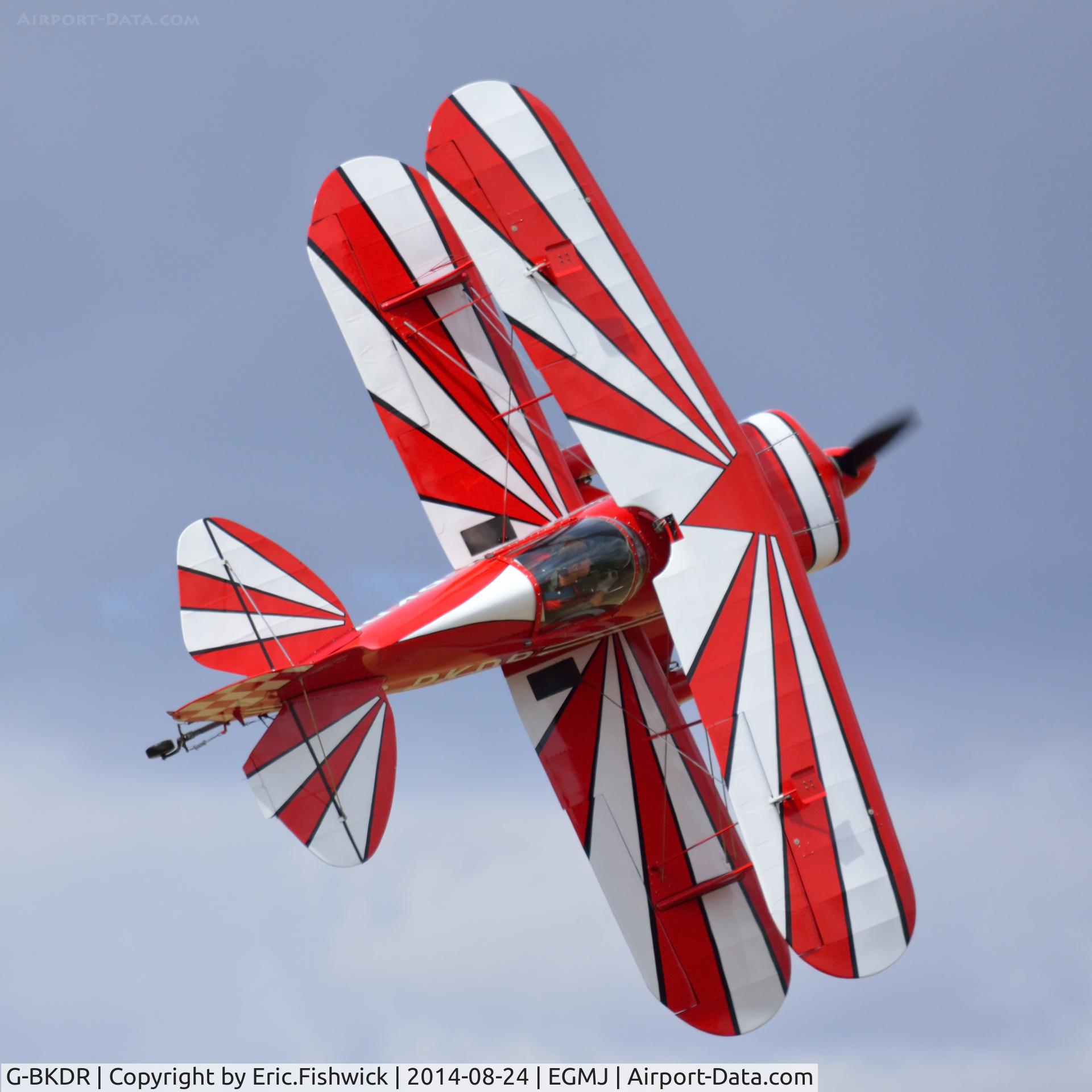 G-BKDR, 1982 Pitts S-1S Special C/N PFA 009-10654, 42. G-BKDR in exhilarating mood at a superb Little Gransden Air & Car Show, Aug. 2014.