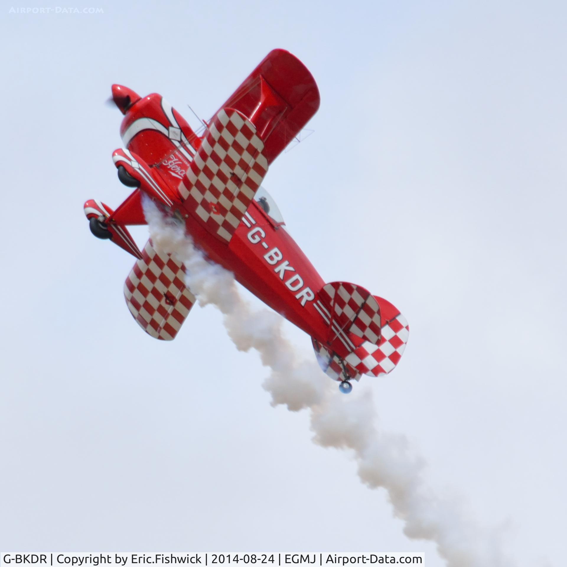 G-BKDR, 1982 Pitts S-1S Special C/N PFA 009-10654, 45. G-BKDR in exhilarating mood at a superb Little Gransden Air & Car Show, Aug. 2014.