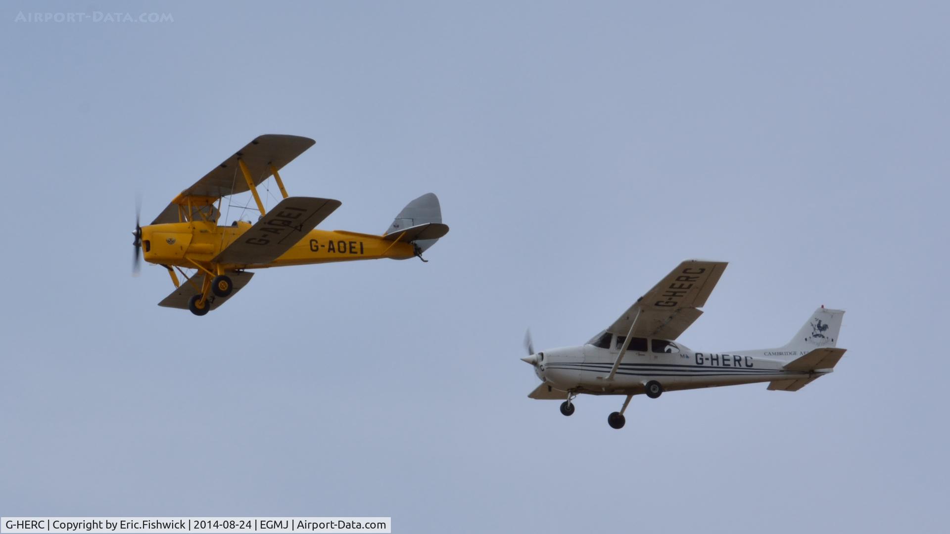 G-HERC, 2001 Cessna 172S Skyhawk C/N 172S-8985, 45. G-HERC with G-AOEI at a superb Little Gransden Air & Car Show, Aug. 2014.