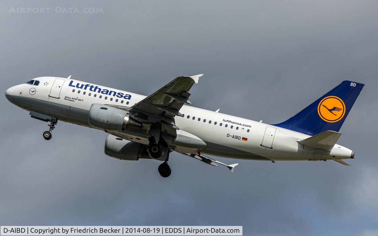 D-AIBD, 2010 Airbus A319-112 C/N 4455, departure from Stuttgart