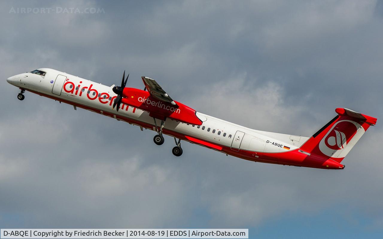 D-ABQE, 2009 De Havilland Canada DHC-8-402Q Dash 8 C/N 4239, departure from Stuttgart