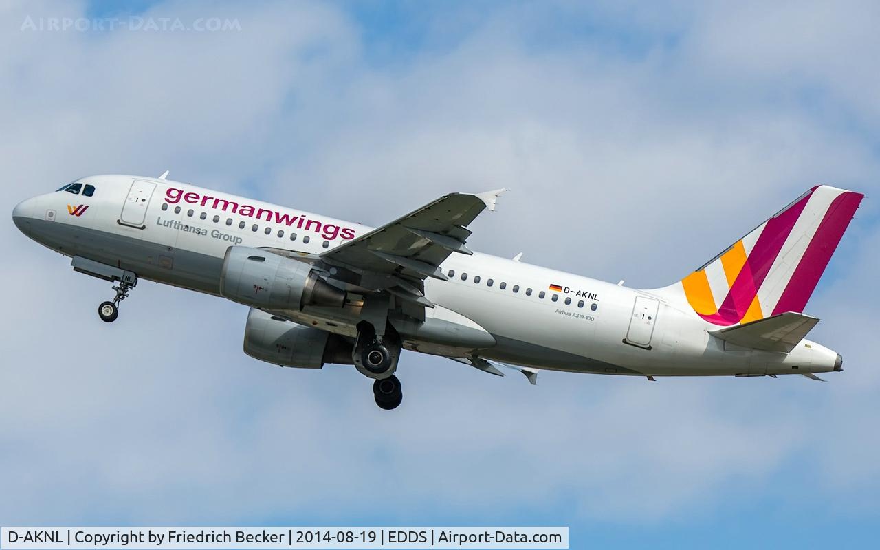 D-AKNL, 1999 Airbus A319-112 C/N 1084, departure from Stuttgart