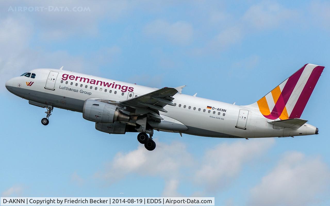 D-AKNN, 1999 Airbus A319-112 C/N 1136, departure from Stuttgart