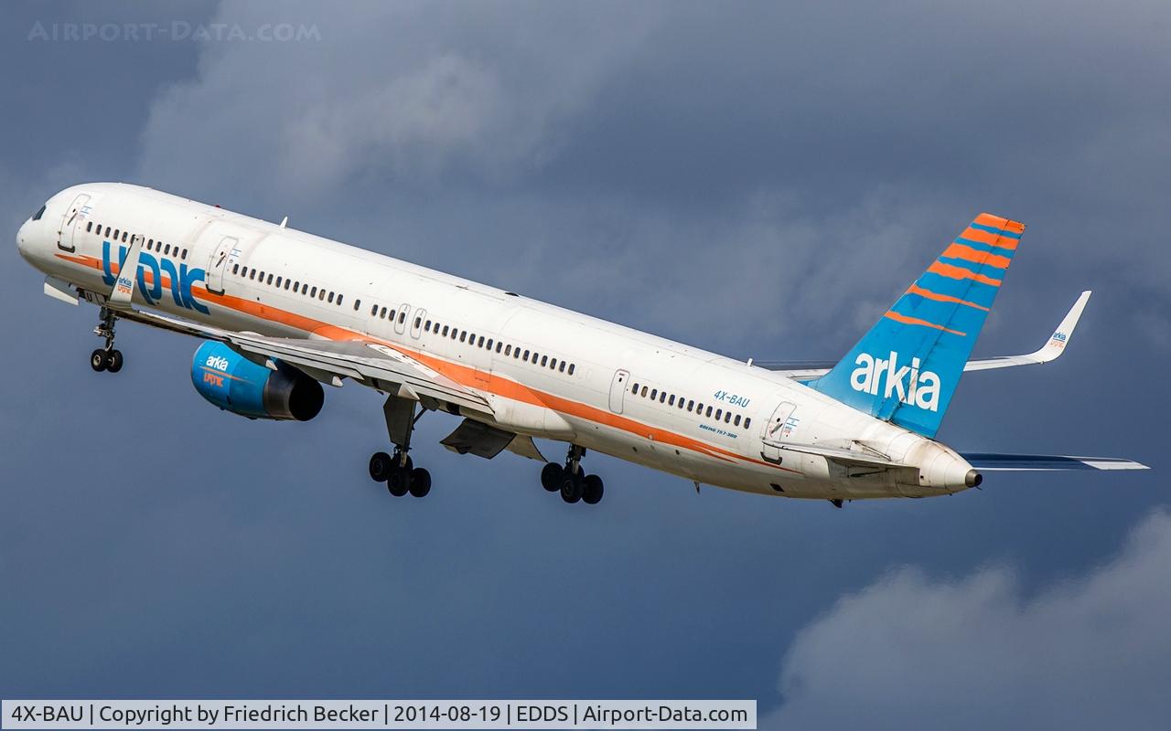 4X-BAU, 1999 Boeing 757-3E7 C/N 30178, departure from Stuttgart