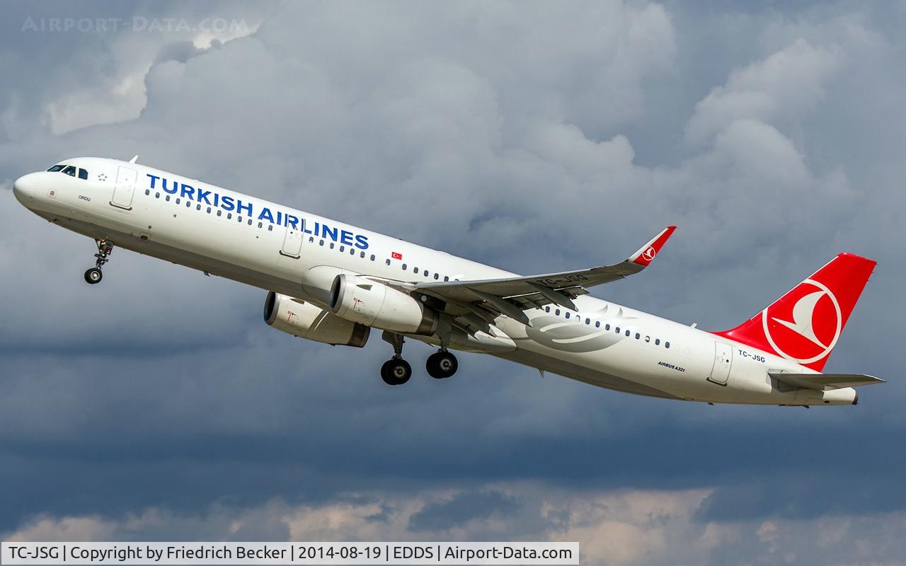 TC-JSG, 2013 Airbus A321-231 C/N 5490, departure from Stuttgart