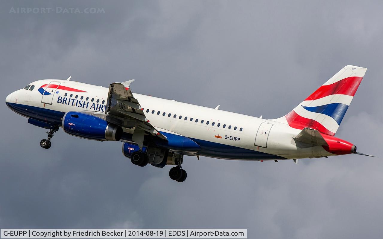 G-EUPP, 2000 Airbus A319-131 C/N 1295, departure from Stuttgart