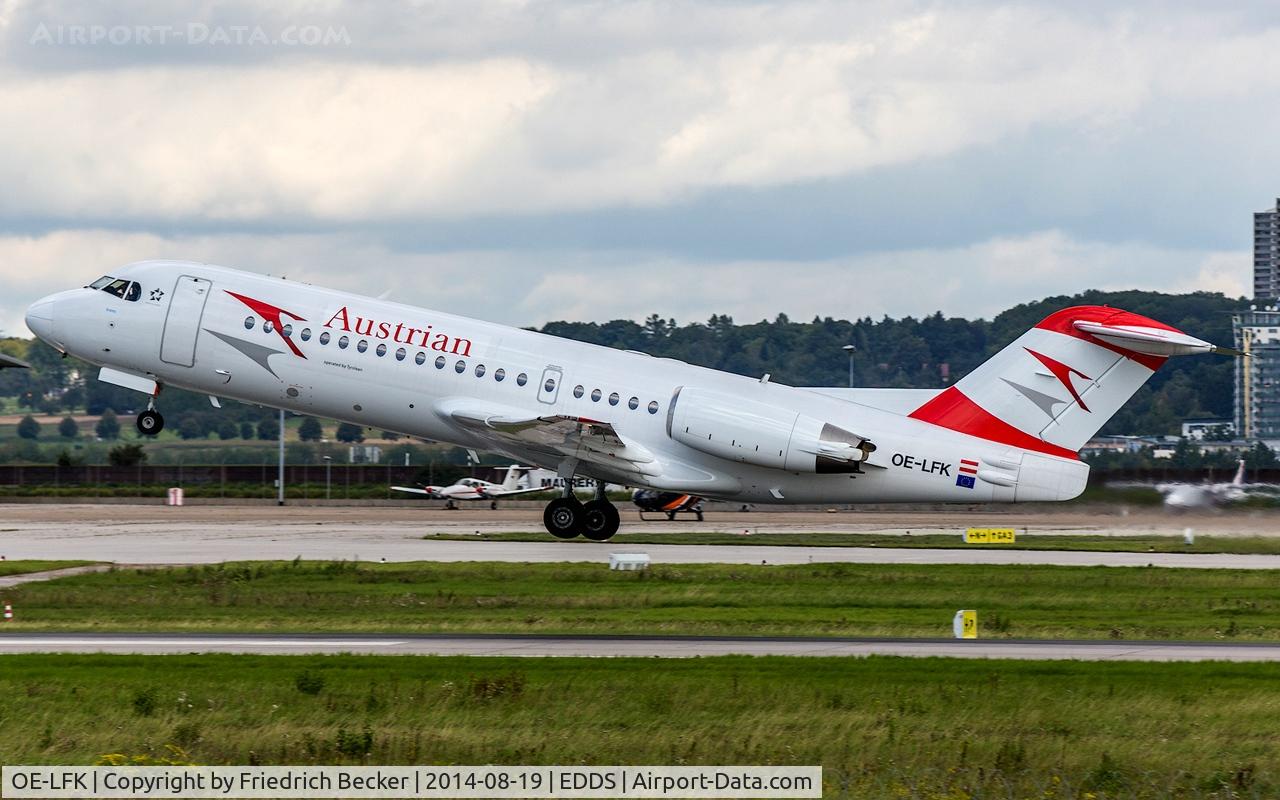 OE-LFK, 1995 Fokker 70 (F-28-0070) C/N 11555, departure from Stuttgart