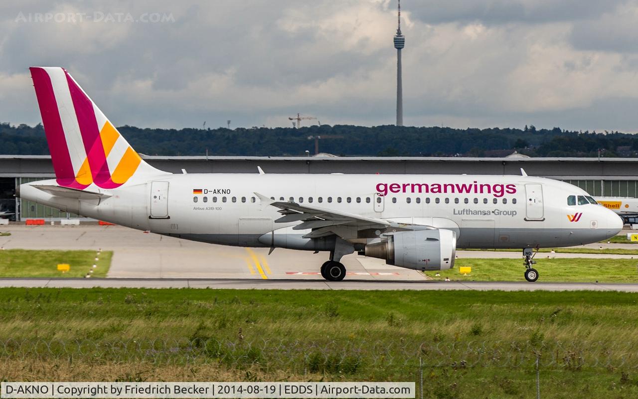 D-AKNO, 1999 Airbus A319-112 C/N 1147, departure from Stuttgart