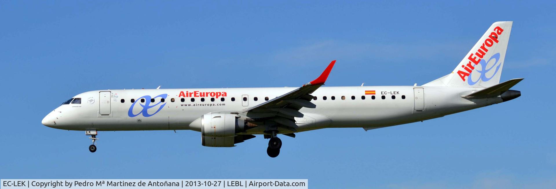 EC-LEK, 2010 Embraer 195LR (ERJ-190-200LR) C/N 19000344, Aeropuerto El Prat Barcelona