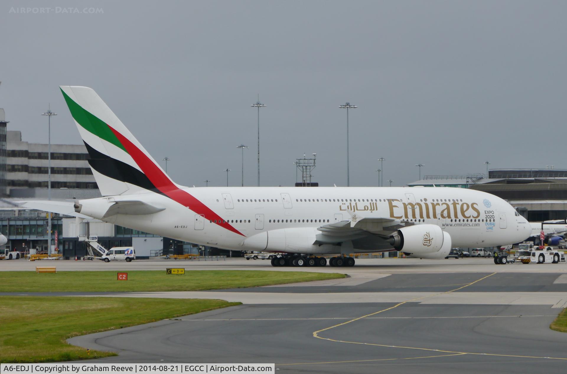 A6-EDJ, 2006 Airbus A380-861 C/N 009, Being pushed back ready for departure.