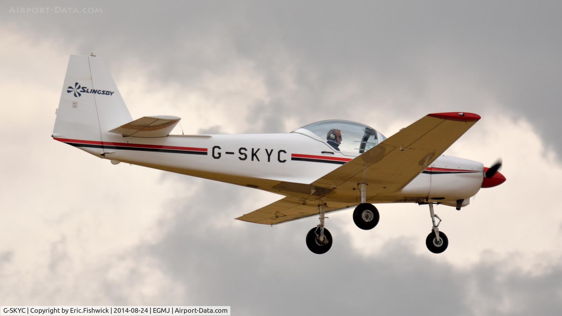 G-SKYC, 1984 Slingsby T-67M Firefly C/N 2009, 42. G-SKYC in display mode at a superb Little Gransden Air & Car Show, Aug. 2014.