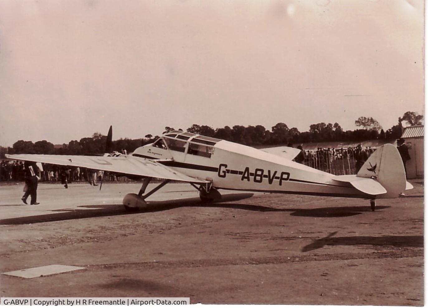 G-ABVP, General Aircraft Monospar ST-4 Mark I C/N GAL/ST/4/4, Taken by my Father at Brooklands Race Track before World War 2