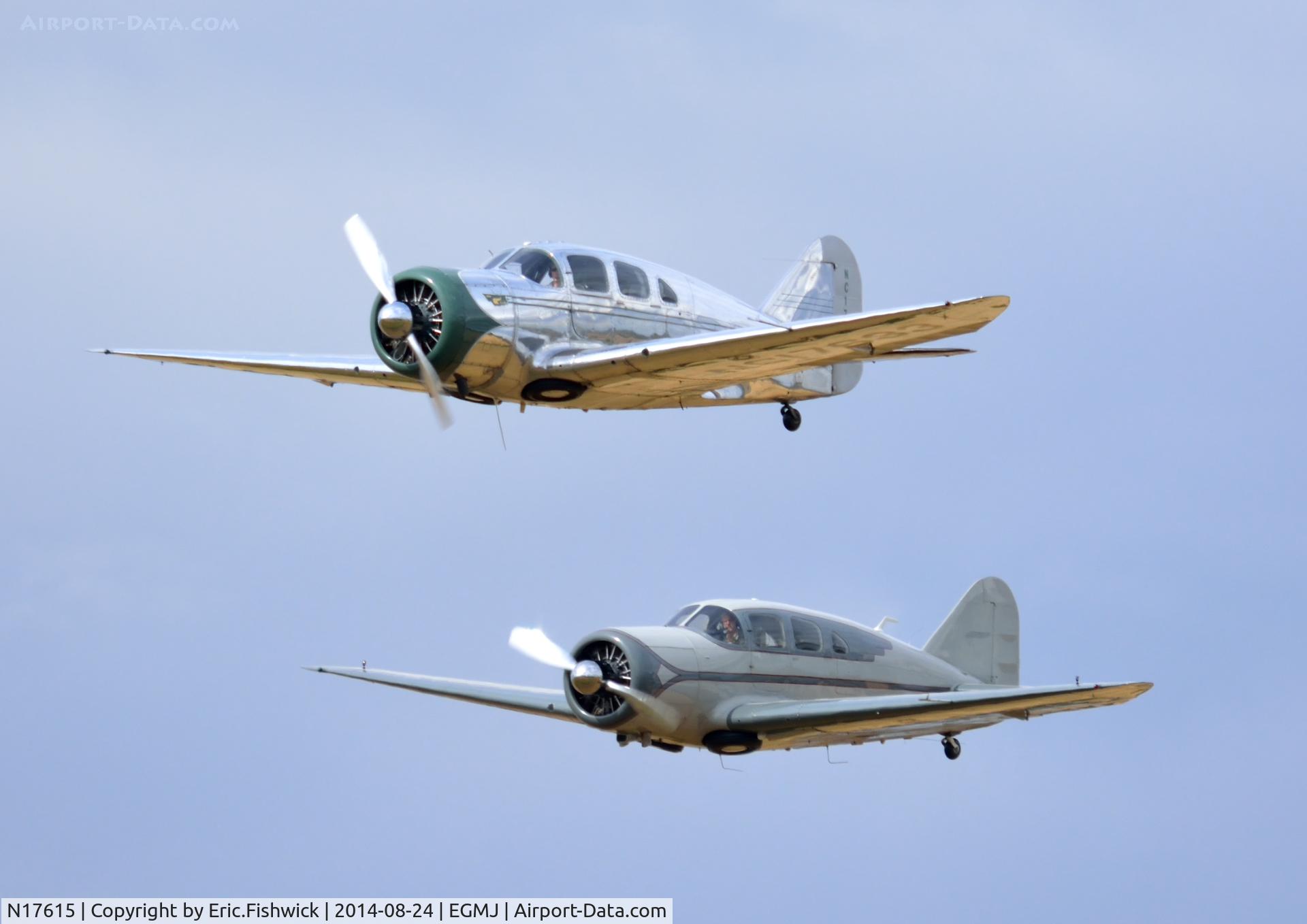 N17615, 1938 Spartan 7W Executive C/N 14, 45. The Spartan Duo in display mode at a superb Little Gransden Air & Car Show, Aug. 2014.