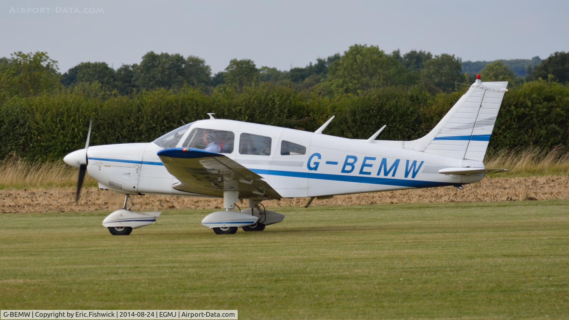 G-BEMW, 1976 Piper PA-28-181 Cherokee Archer II C/N 28-7790243, 41. G-BEMW departing the superb Little Gransden Air & Car Show, Aug. 2014.