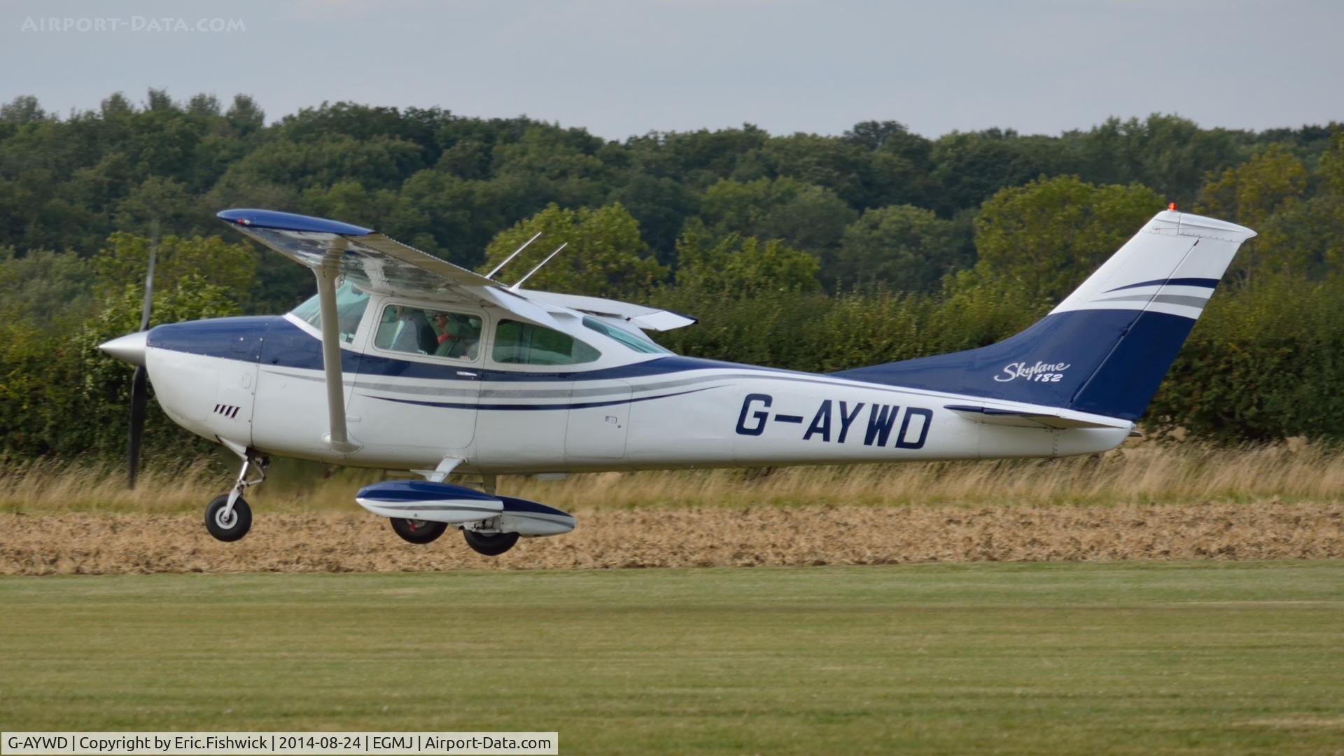 G-AYWD, 1971 Cessna 182N Skylane C/N 182-60468, 41. G-AYWD departing the superb Little Gransden Air & Car Show, Aug. 2014.