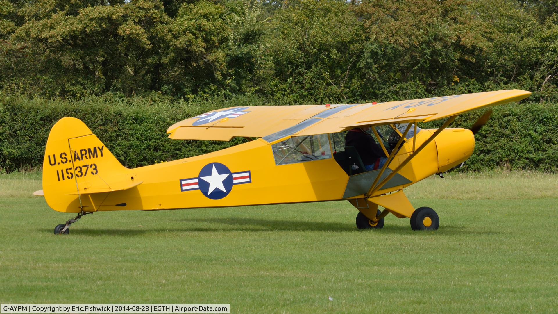 G-AYPM, 1951 Piper L-18C Super Cub C/N 18-1373, 2. G-AYPM - Immaculate Super Cub departing The Shuttleworth Collection.