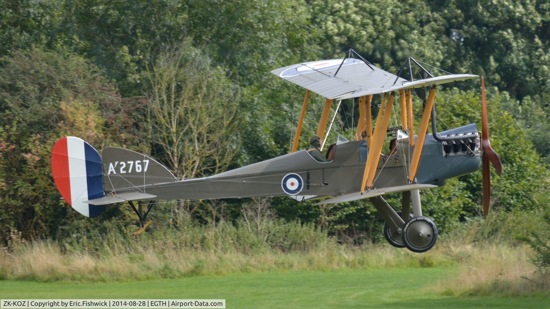 ZK-KOZ, 2014 Royal Aircraft Factory BE-2e Replica C/N 752, 42. ZK-KOZ (A'2767) preparing to depart The Shuttleworth Collection.