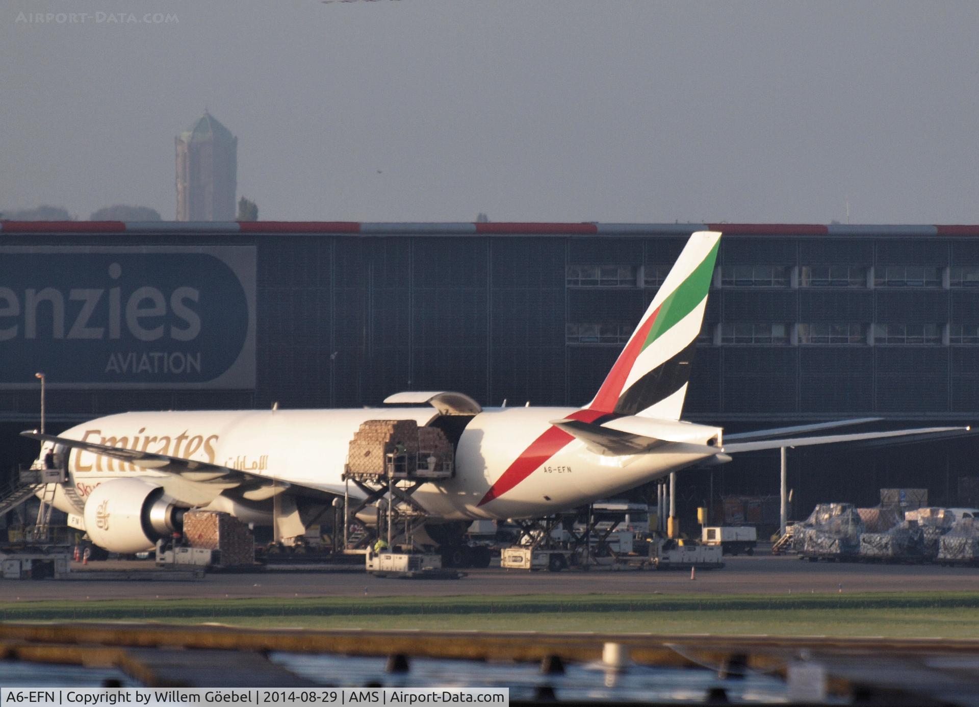 A6-EFN, 2014 Boeing 777-F1H C/N 42232, Parking on the Cargo place on Schiphol Airport