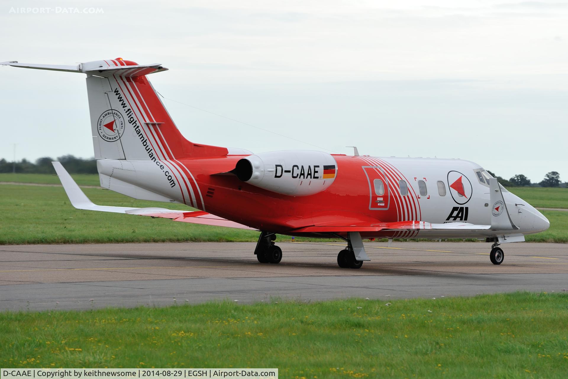 D-CAAE, 1983 Gates Learjet 55 C/N 095, Air Ambulance Leaving.