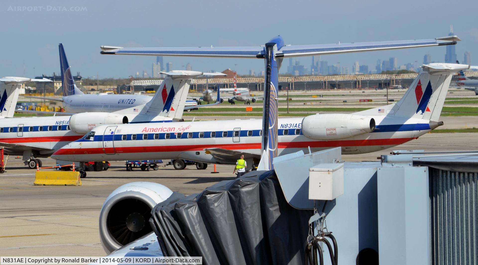 N831AE, 2002 Embraer ERJ-140LR (EMB-135KL) C/N 145616, Taxi O'Hare