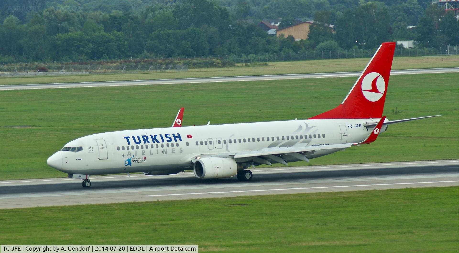 TC-JFE, 1998 Boeing 737-8F2 C/N 29767/95, Turkish Airlines, here just landed at Düsseldorf Int'l(EDDL)