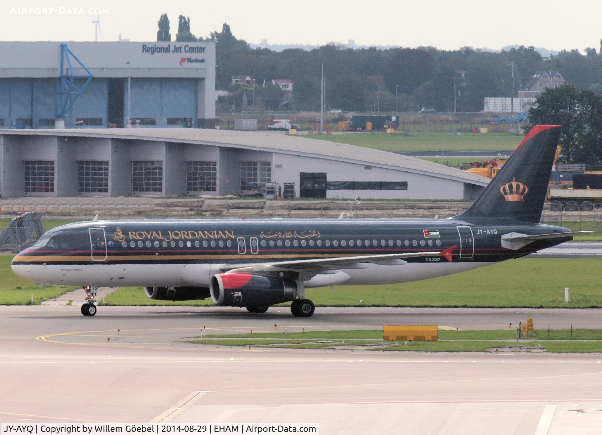 JY-AYQ, 2011 Airbus A320-232 C/N 4670, Taxi to the gate of Schiphol Airport