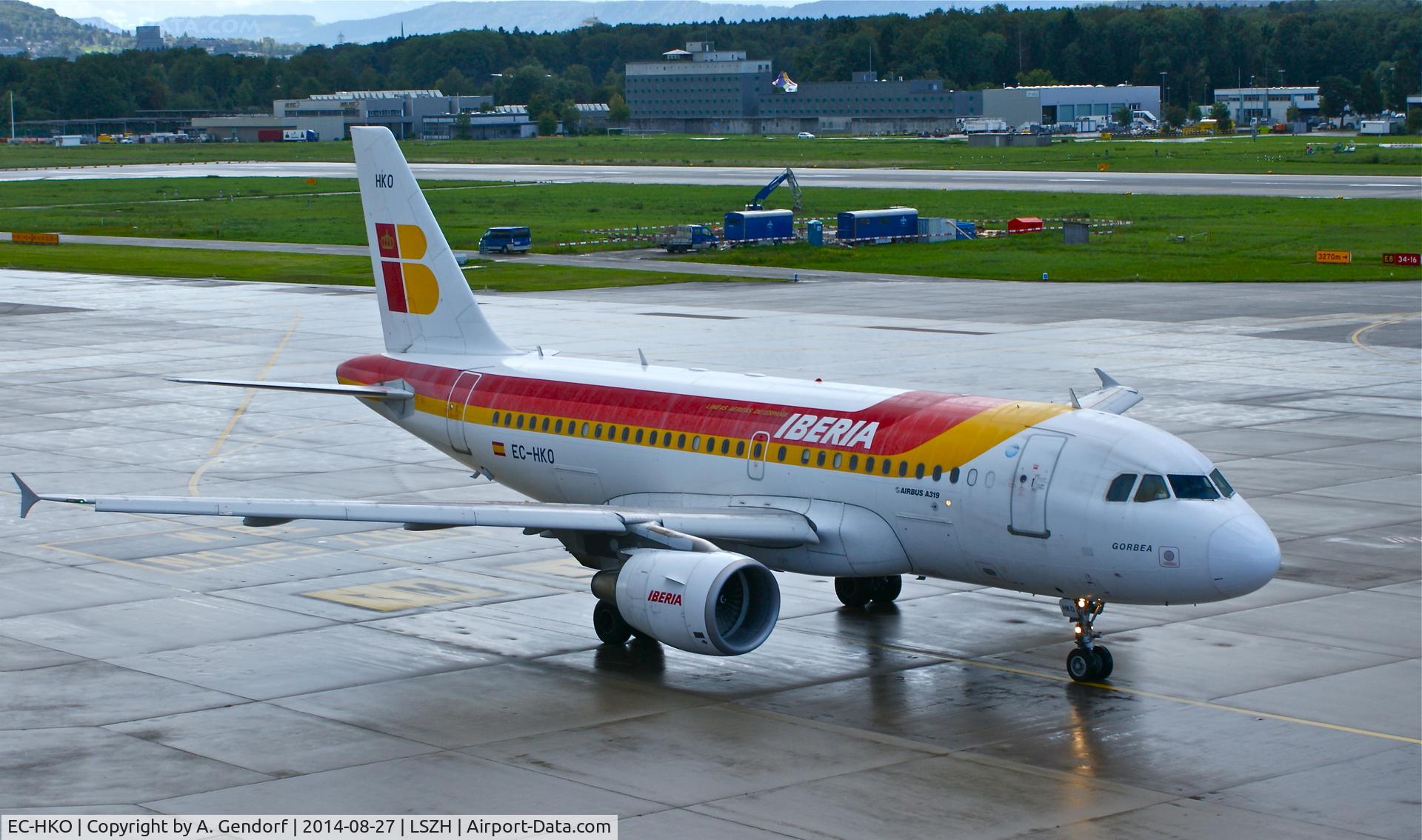 EC-HKO, 2000 Airbus A319-111 C/N 1362, Iberia, seen here taxiing to the runway at Zürich-Kloten(LSZH)