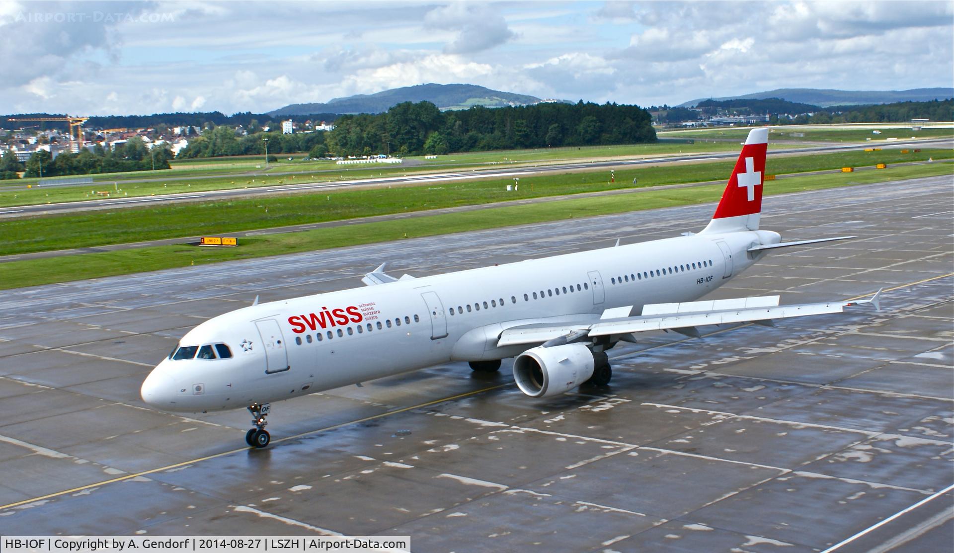 HB-IOF, 1995 Airbus A321-111 C/N 541, Swiss, is here taxiing to the gate at Zürich-Kloten(LSZH)