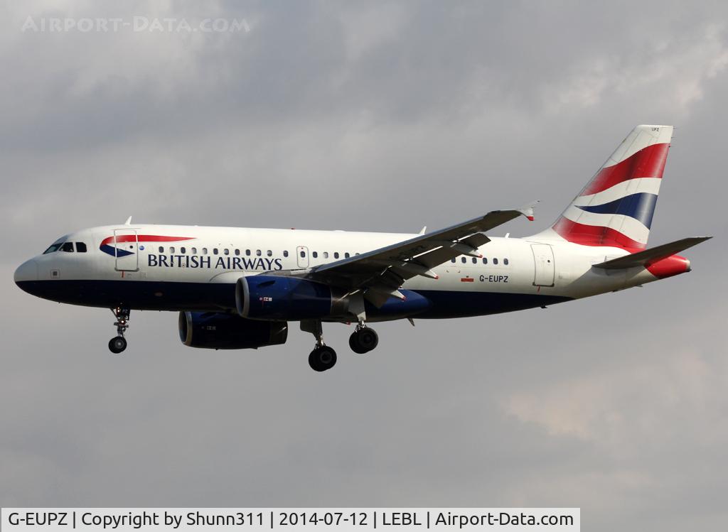 G-EUPZ, 2001 Airbus A319-131 C/N 1510, Landing rwy 25R