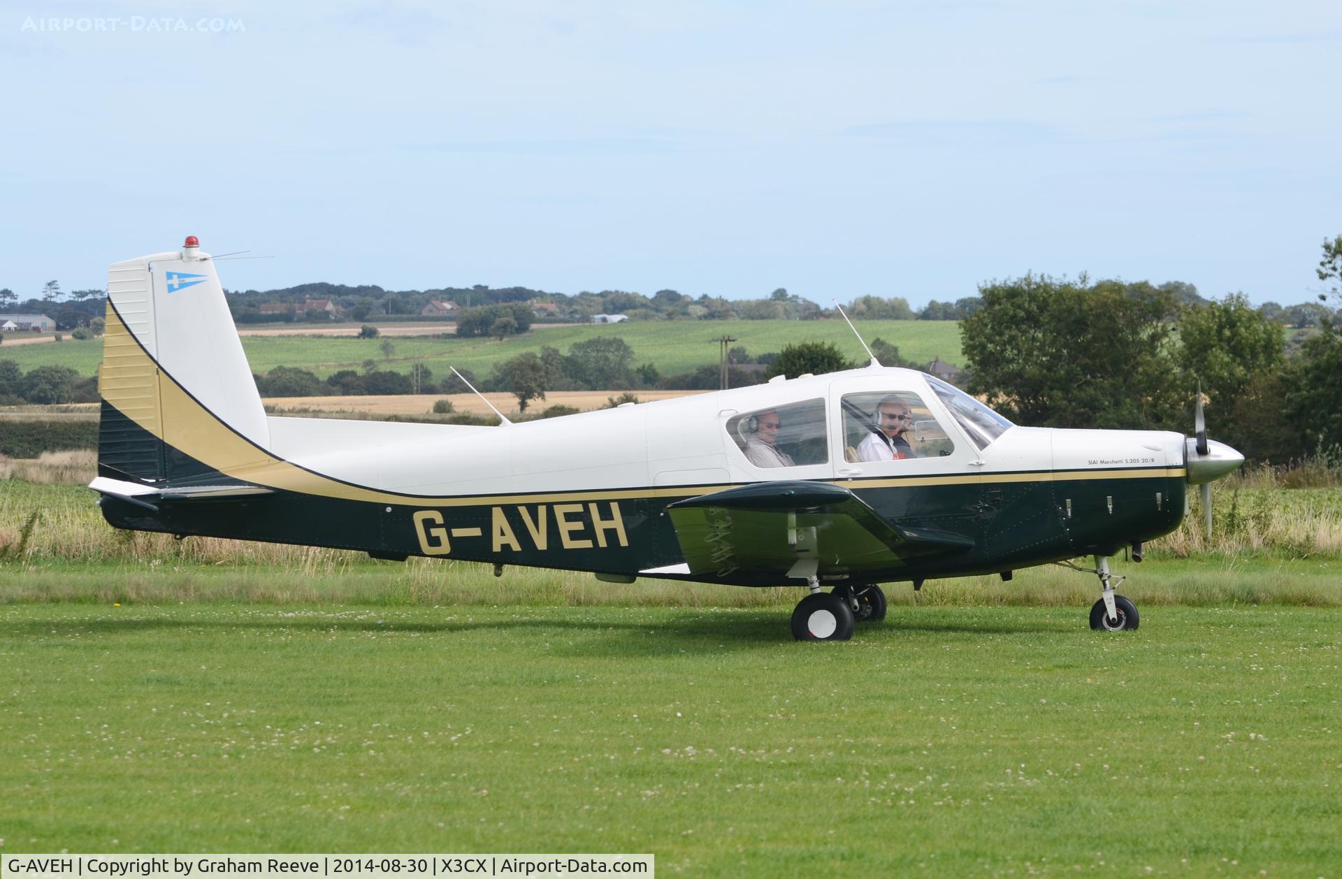 G-AVEH, 1967 SIAI-Marchetti S-205-20R C/N 346, Just landed at Northrepps.