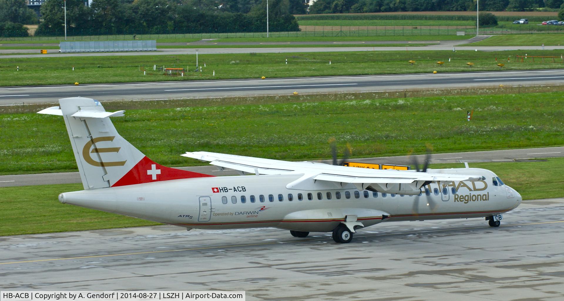 HB-ACB, 2001 ATR 72-212A (500) C/N 662, Darwin Airline (Etihad Regional cs.), seen here on the taxiway at Zürich-Kloten(LSZH)