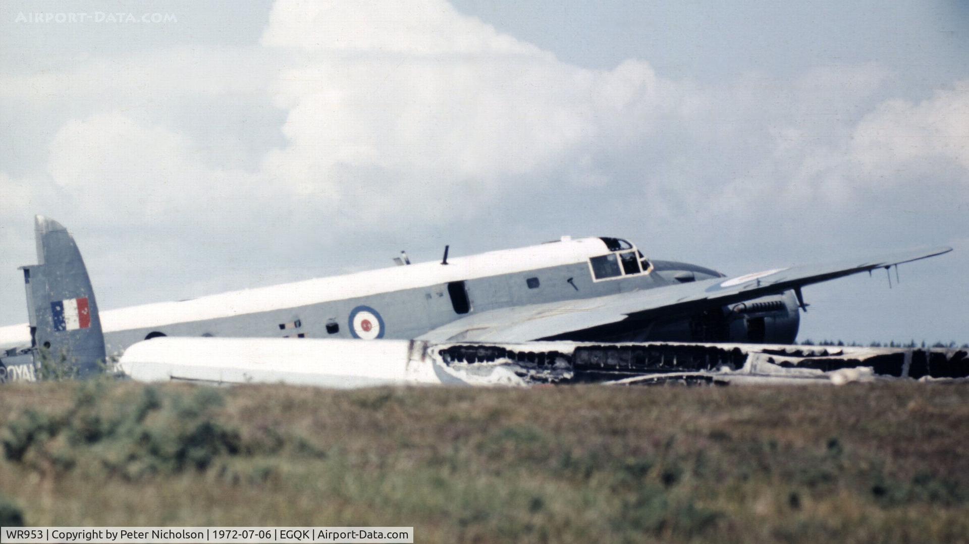 WR953, 1953 Avro 696 Shackleton MR.2 C/N Not found WR953, Ex 205 Squadron Shackleton MR.2 on the dump at RAF Kinloss in the Summer of 1972.