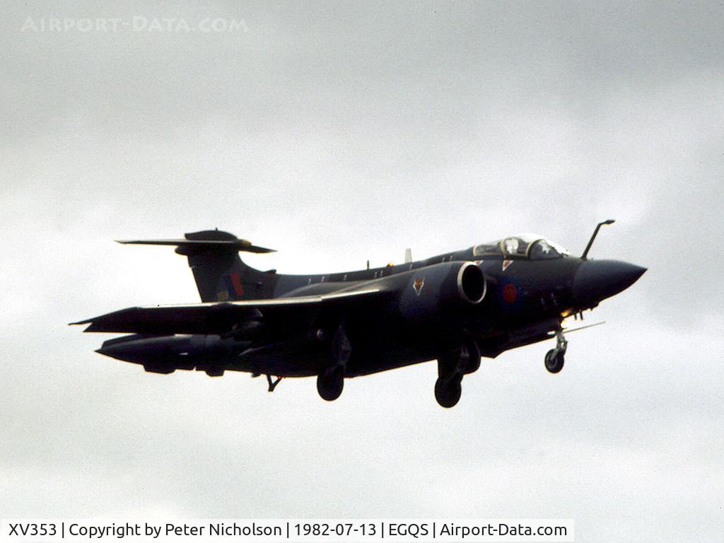 XV353, 1967 Hawker Siddeley Buccaneer S.2B C/N B3-03-67, Buccaneer S.2B of 12 Squadron on final approach to Runway 05 at RAF Lossiemouth in the Summer of 1982.