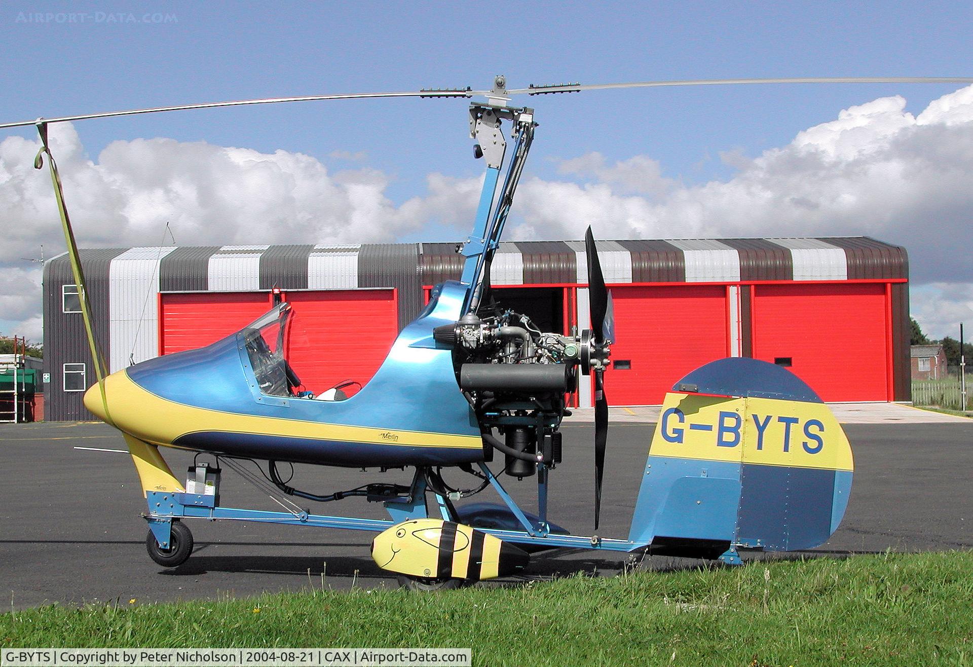 G-BYTS, 1999 Montgomerie-Bensen B-8MR Gyrocopter C/N MGM-2, B-8MR gyrocopter then based at South Shields on a visit to Carlisle in the Summer of 2004.