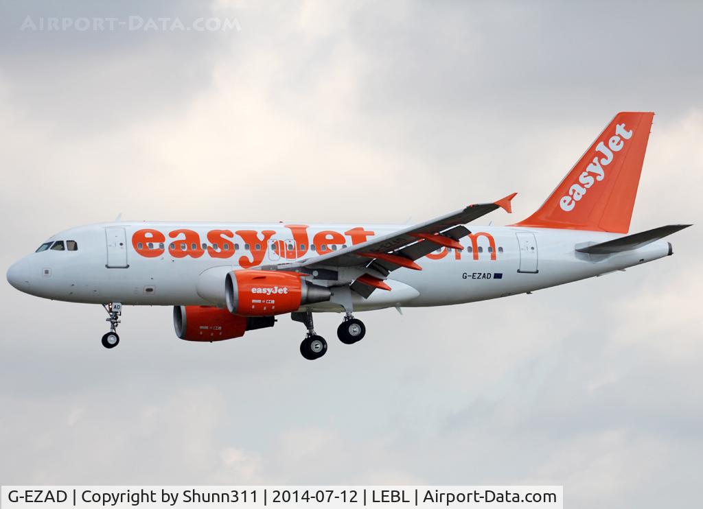 G-EZAD, 2006 Airbus A319-111 C/N 2702, Landing rwy 25R... without 'Come on, Let's fly' titles