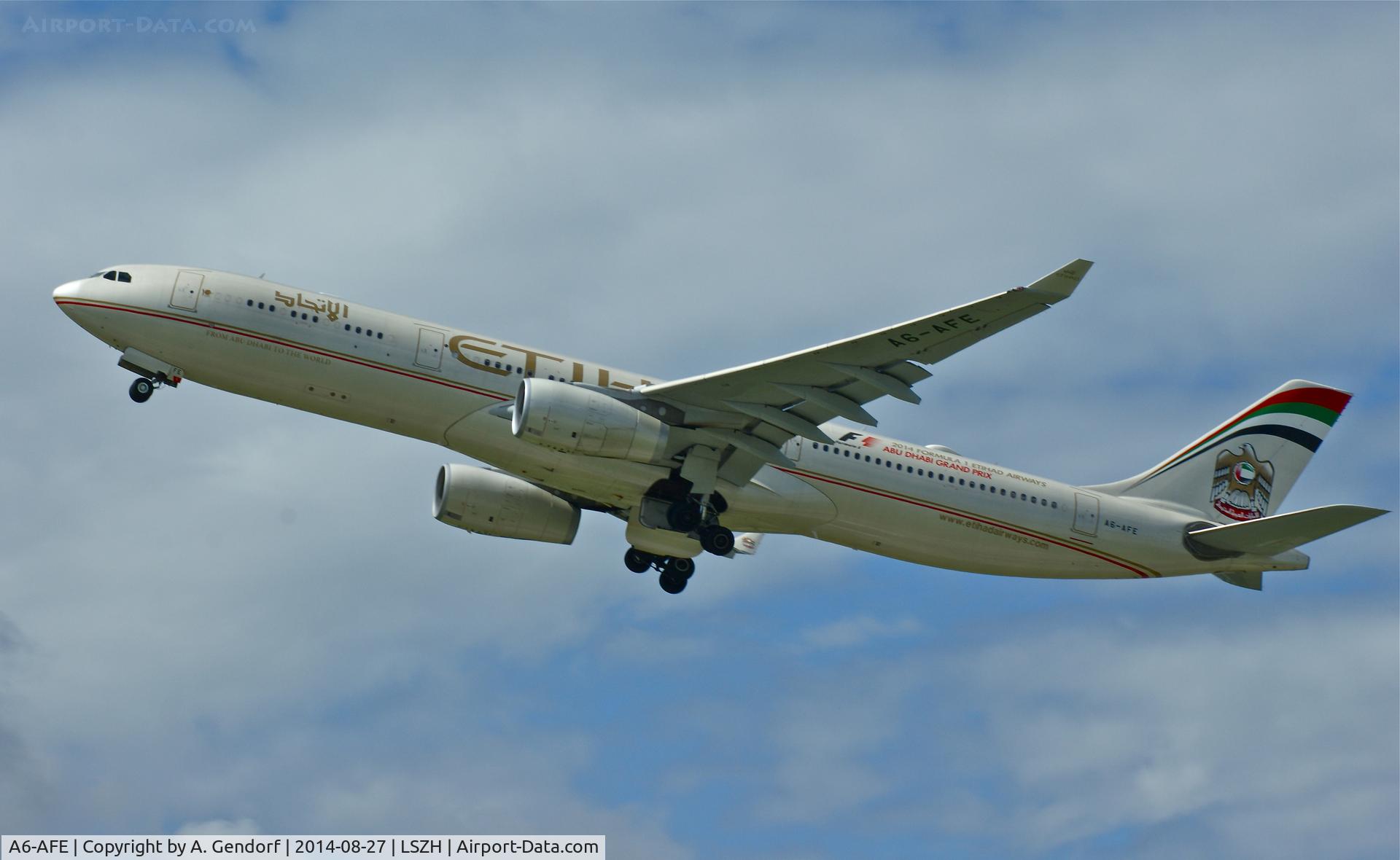 A6-AFE, 2011 Airbus A330-343X C/N 1226, Etihad Airways, seen here climbing out at Zürich-Kloten(LSZH)