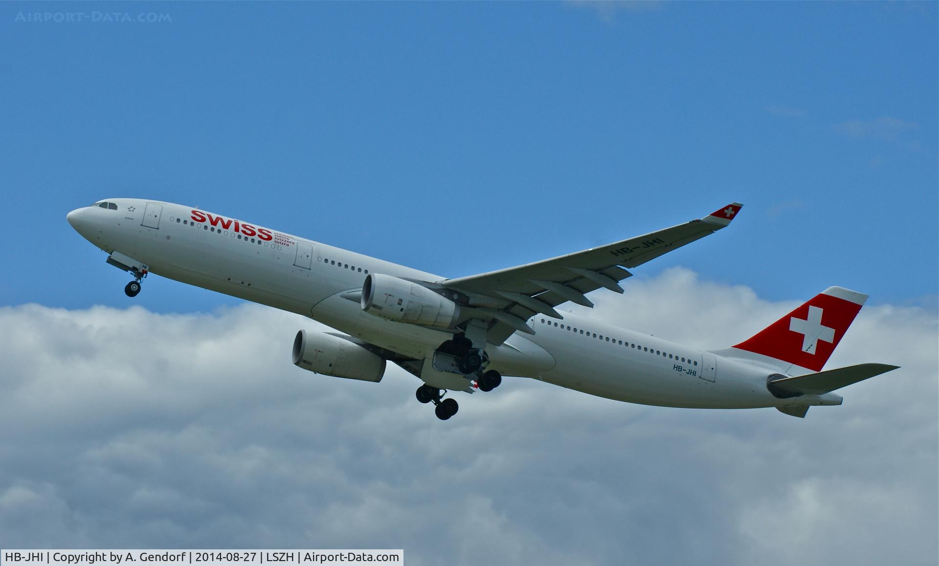 HB-JHI, 2010 Airbus A330-343X C/N 1181, Swiss, is here taking off at Zürich-Kloten(LSZH), Muscat(OOMS) bound
